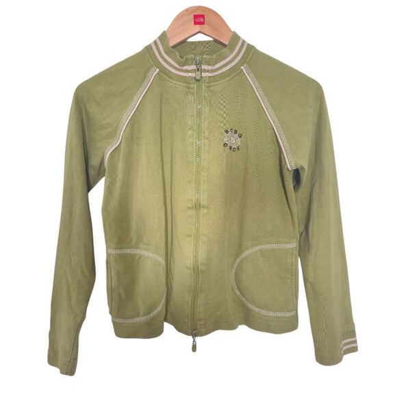 BCBGMaxAzria Y2K Varsity Green Jacket Cotton Kids Size 16 - Picture 1 of 5